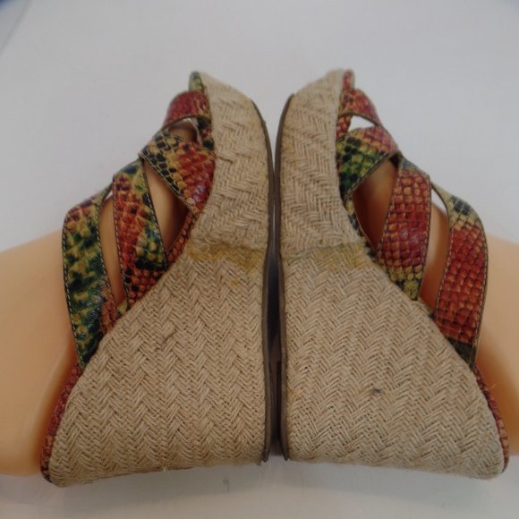 MIA "Rasinette" 4.5" Jute Wedge Animal Print Criss Cross Open Toe Sandals Sz 9 - Picture 5 of 11